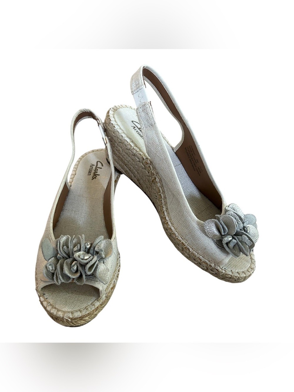 CLARKS Artisan Petrina Corra Espadrille Wedge Sandals Sz 6 Boho Resort Travel